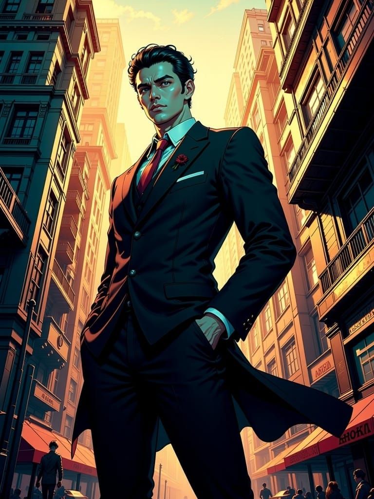 Steampunk City Gentleman in Victorian Art Deco Style