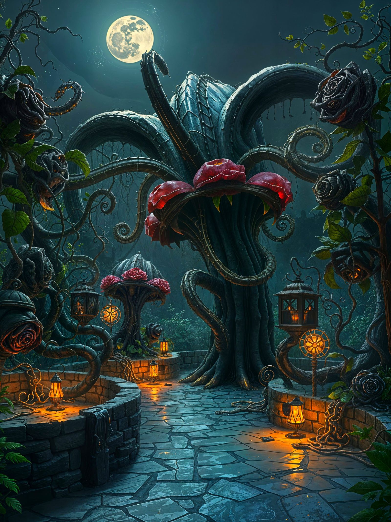 Alien Plant in Overgrown Horror Garden