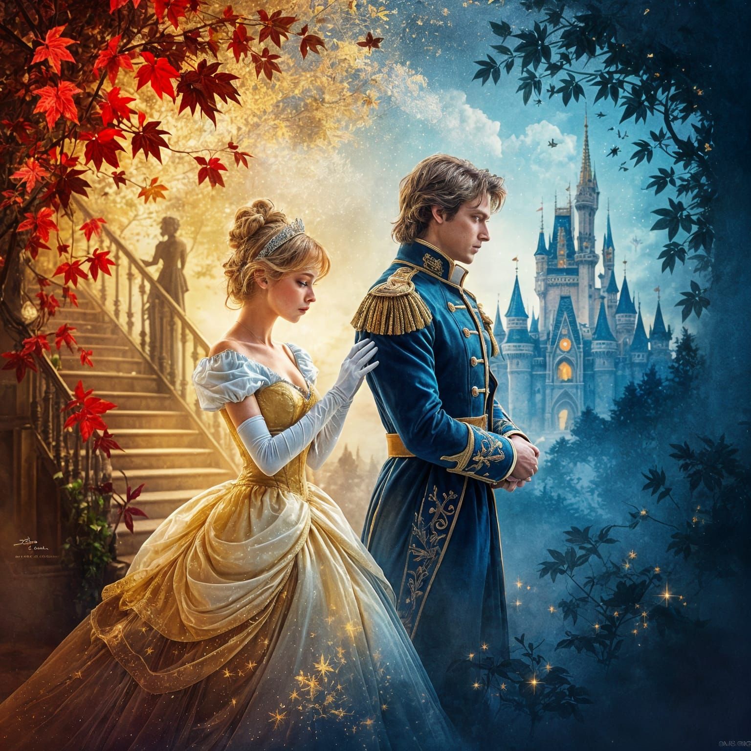 Cinderella Fairytale in Dramatic Double Exposure Style