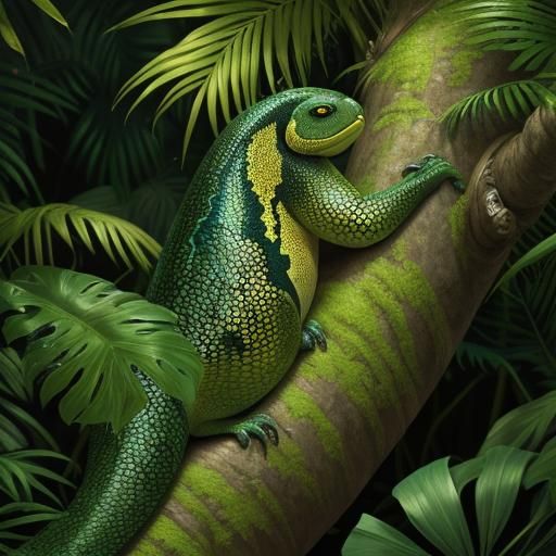 Flanaconda in Jungle, Digital Painting Close-Up