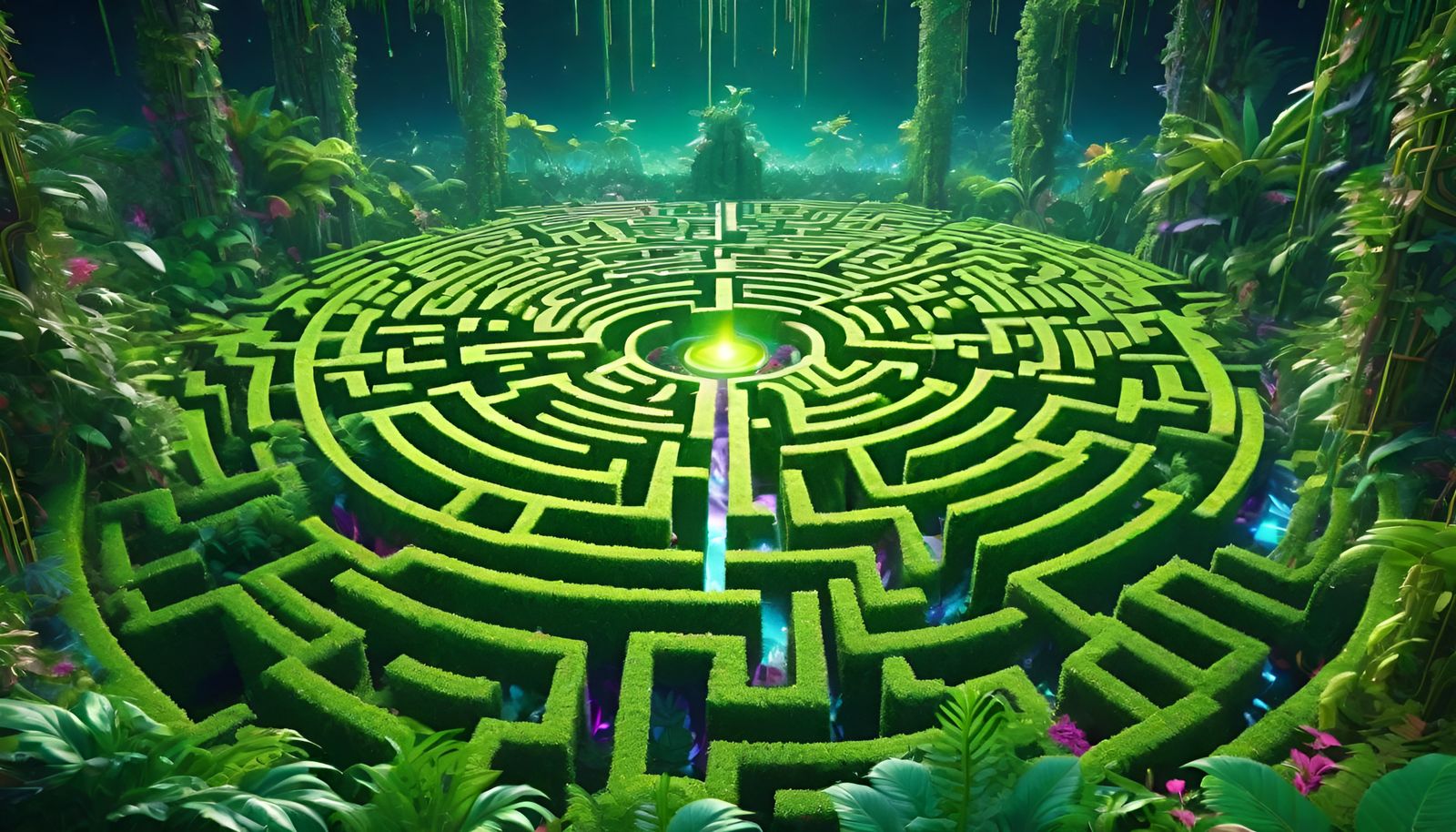 Psychedelic Jungle Maze in a Trippy Wonderland