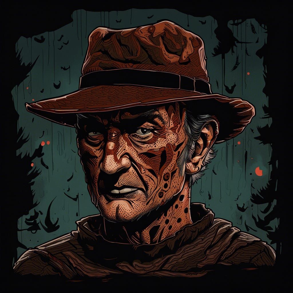 Freddy Kruger Portrait in Dark Surrealist Style