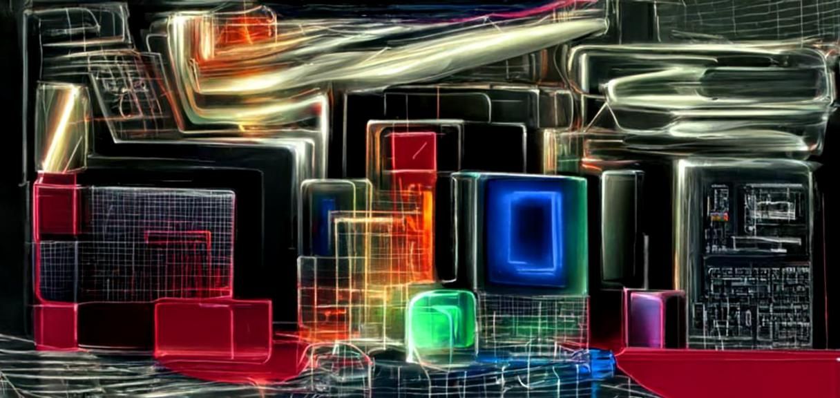 DJ Deck Design Kit with Geometric Neon Elements