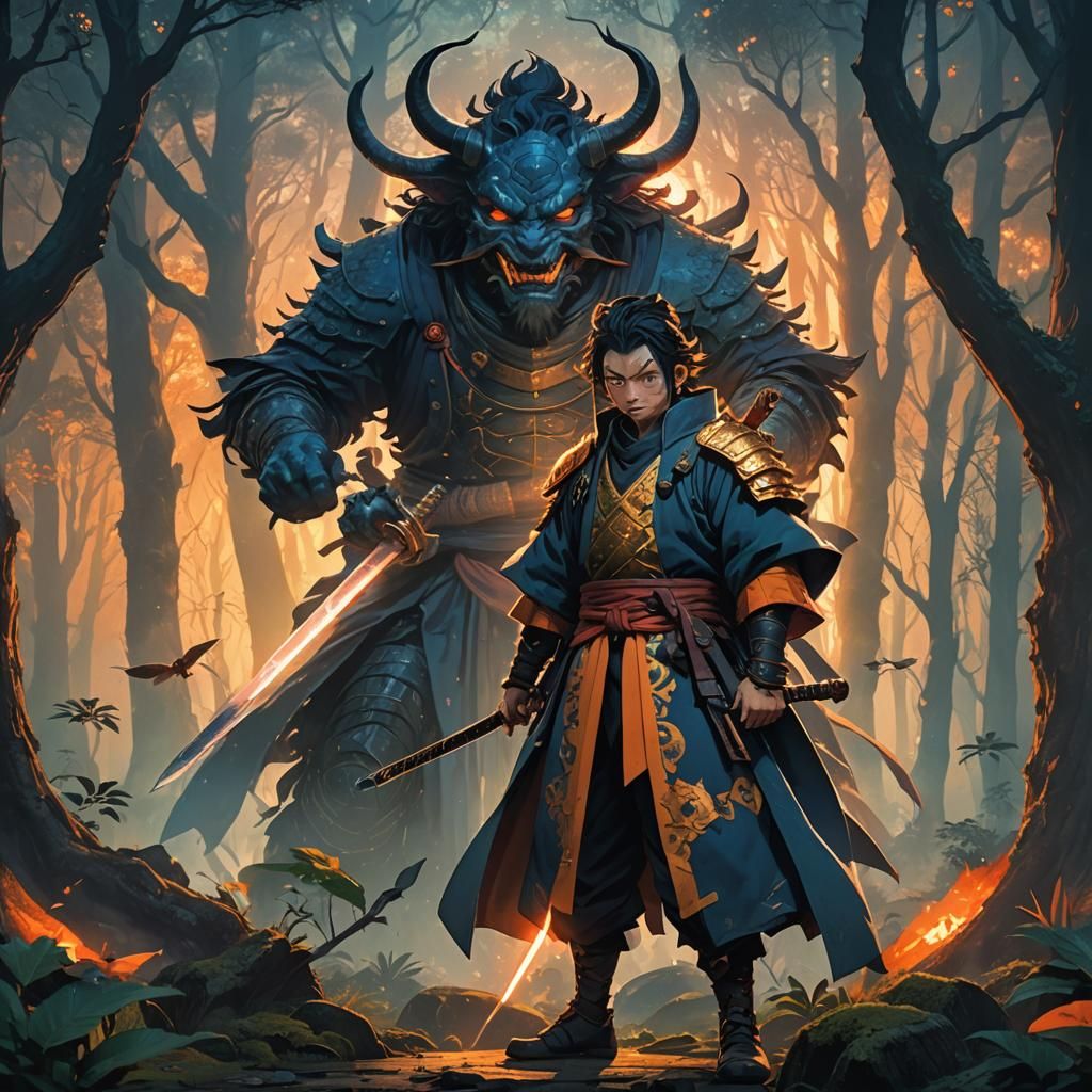 Tanjiro Kamado in Mystical Sunset Forest