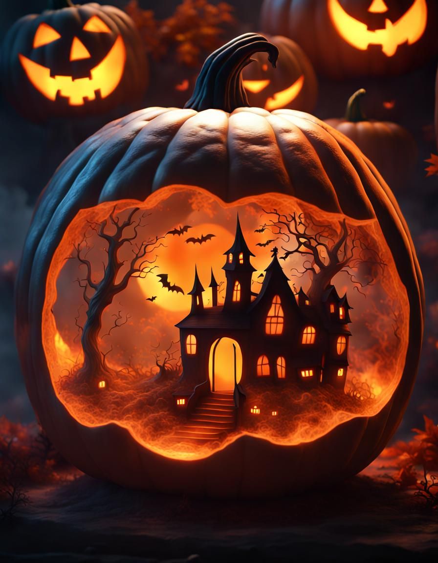 Creepy Halloween World Inside Pumpkin Carving