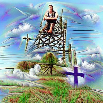Southern Gothic Figure on Transmission Tower