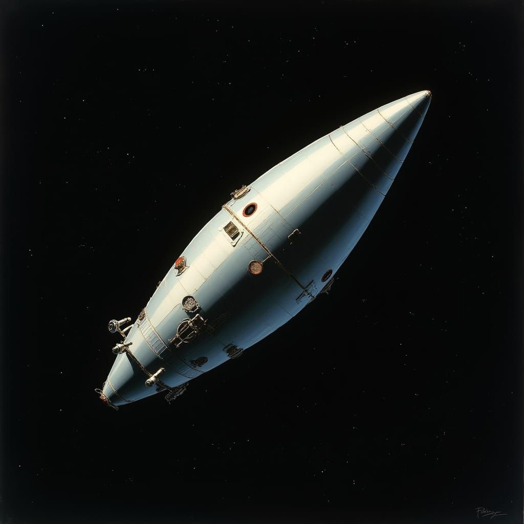 Retro-Futuristic Sputnik 1 Satellite in Space