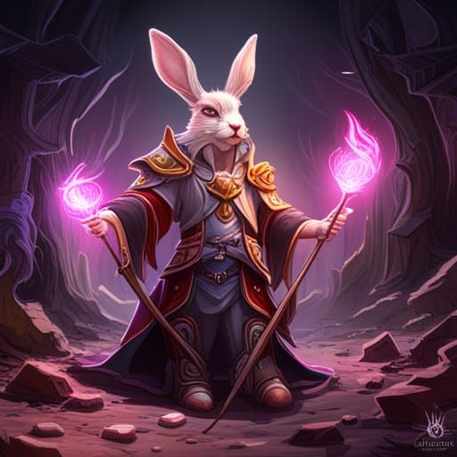 Dark Fantasy Rabbit Cult Leader, Digital Art