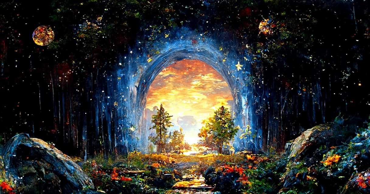 Ethereal Celestial Landscape Oil Painting