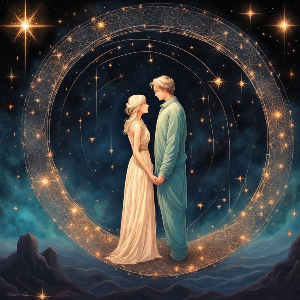 Elegant Astral Couple in the Infinite Cosmos