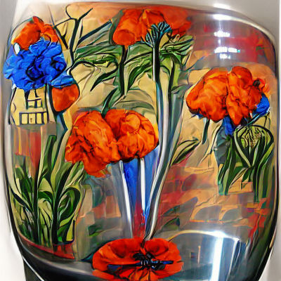 Vintage Floral Still Life with Poppies and Cornflowers