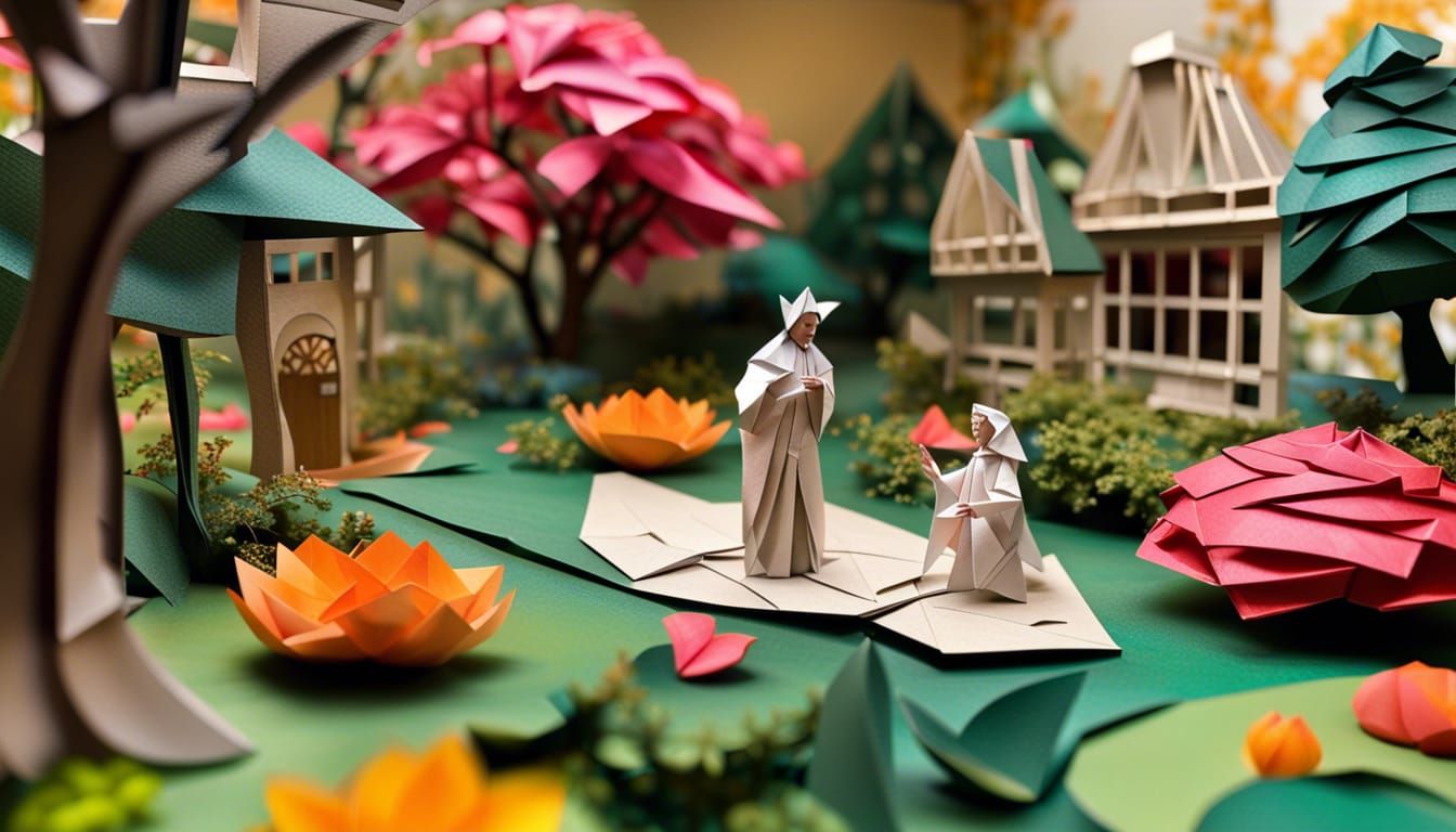 Origami monastery gardens