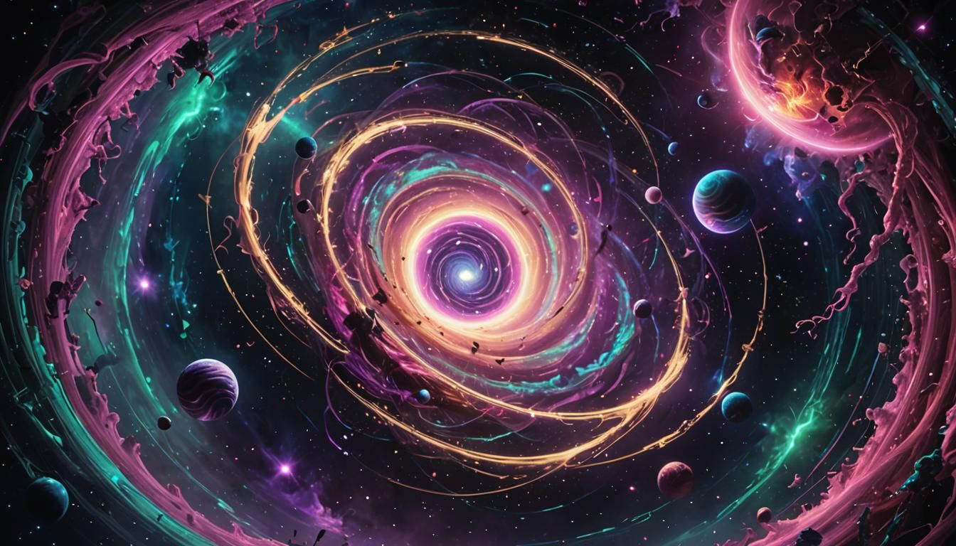 Surreal Cosmic Phenomenon: Iridescent Space Vortex