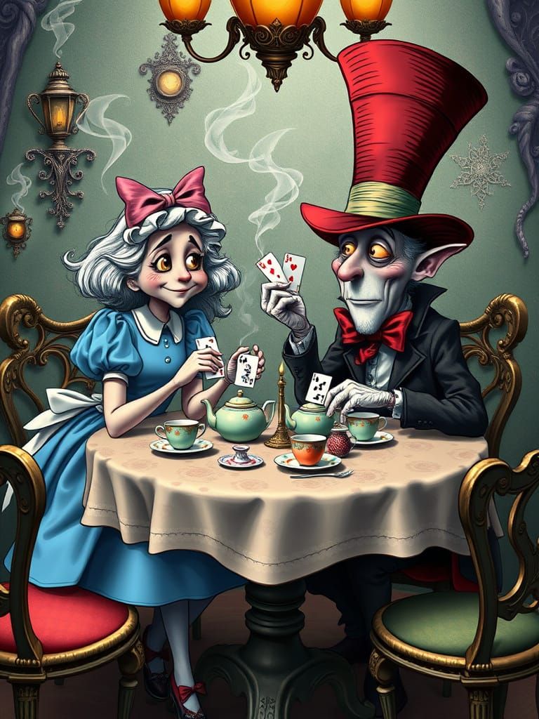 Alice and Mad Hatter's Whimsical Tea Party