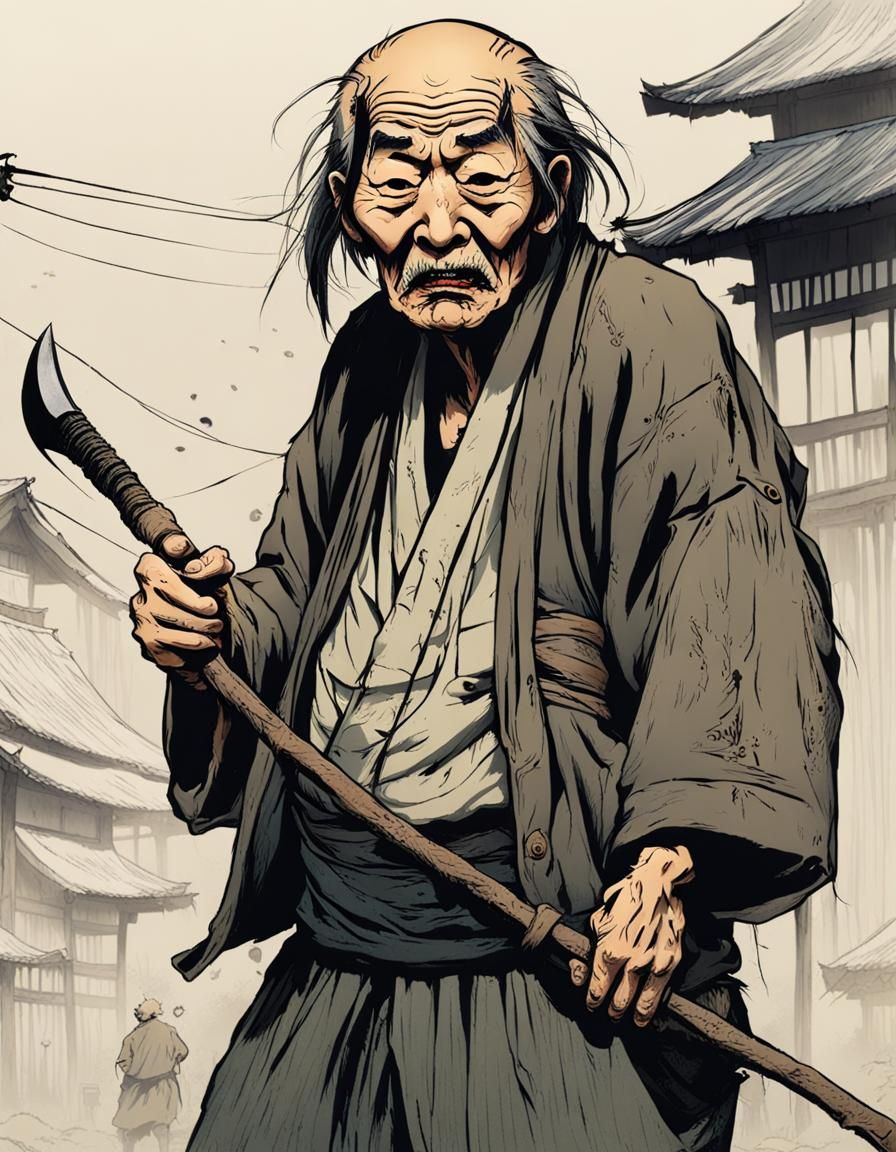 Horror Image of Deranged Japanese Villager