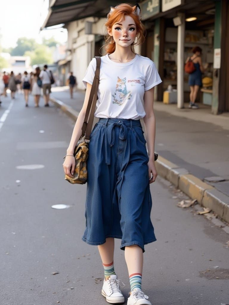 Fox-girl Vixen at the bus depot