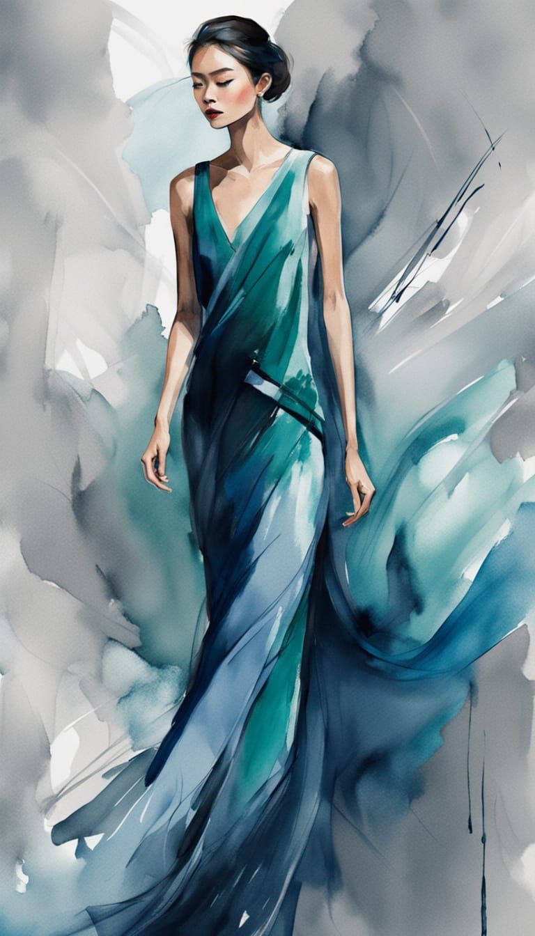 Glamorous Vogue-Inspired Fashion Watercolor