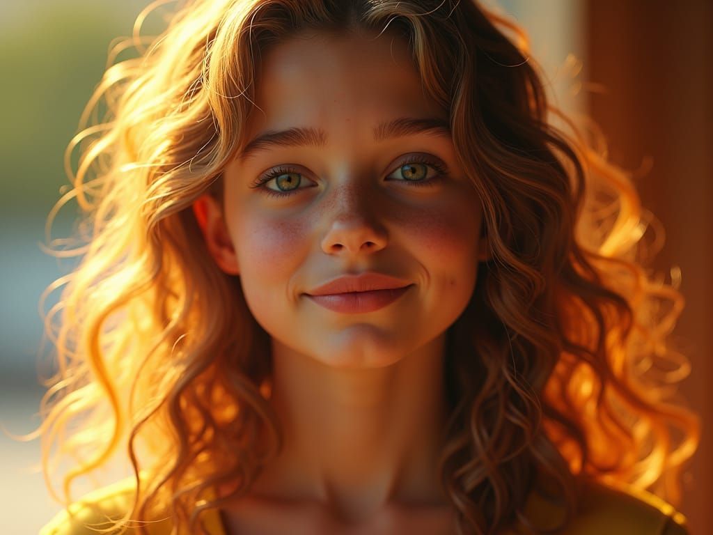 Ethereal Portrait of Young Girl in Art Nouveau Style