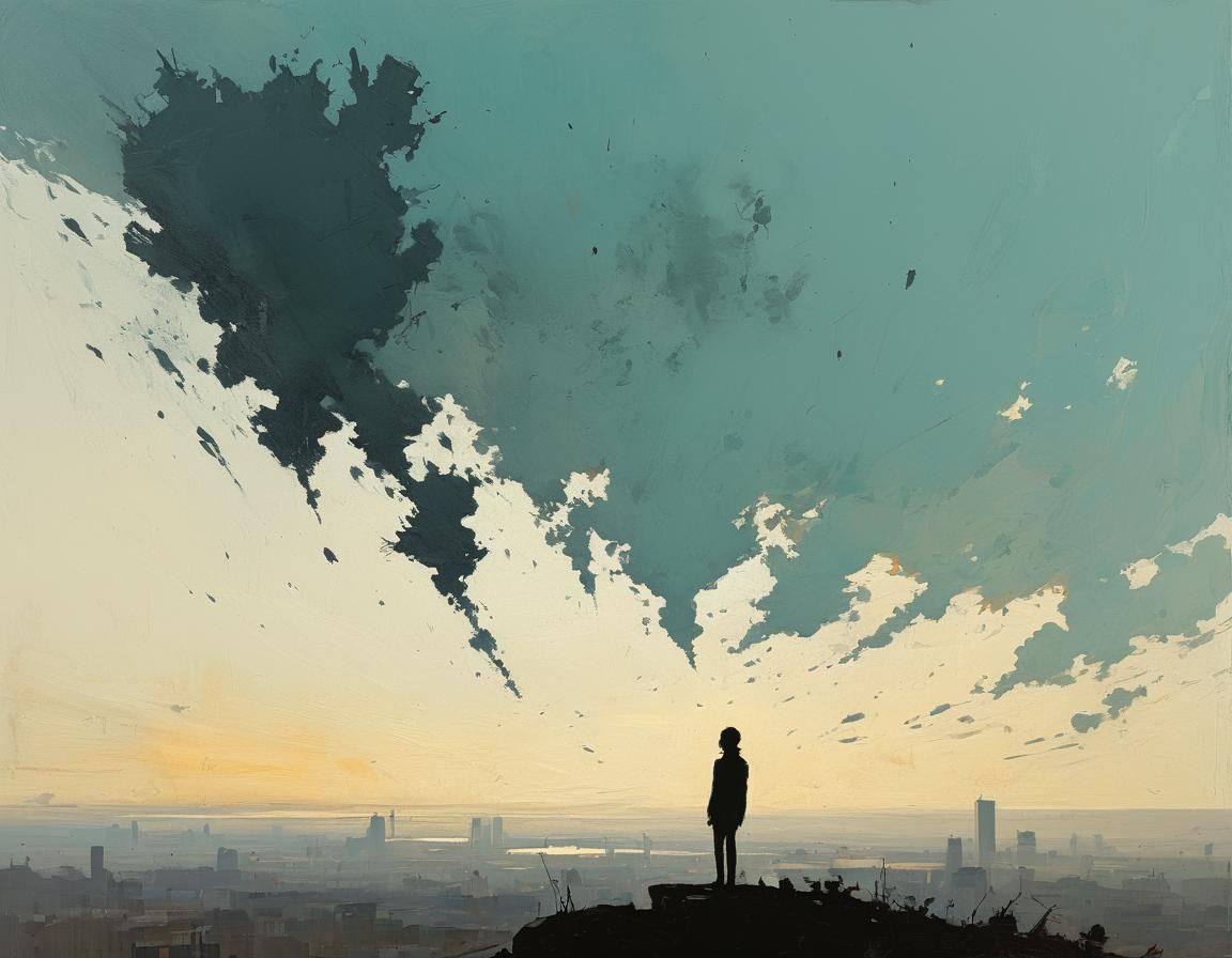 Hovering Silhouettes Matte Painting in Cozy Light