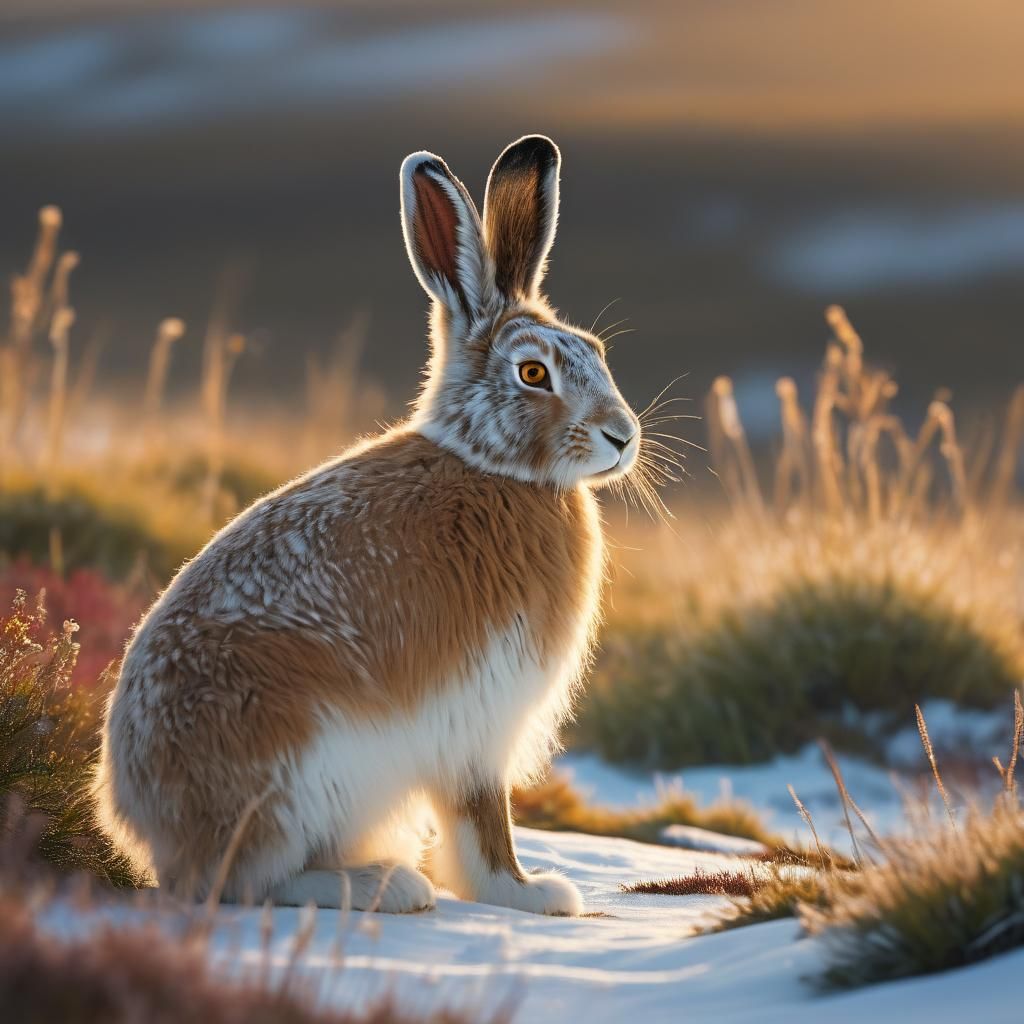 Snowshoe Hare in Spring Alaskan Tundra