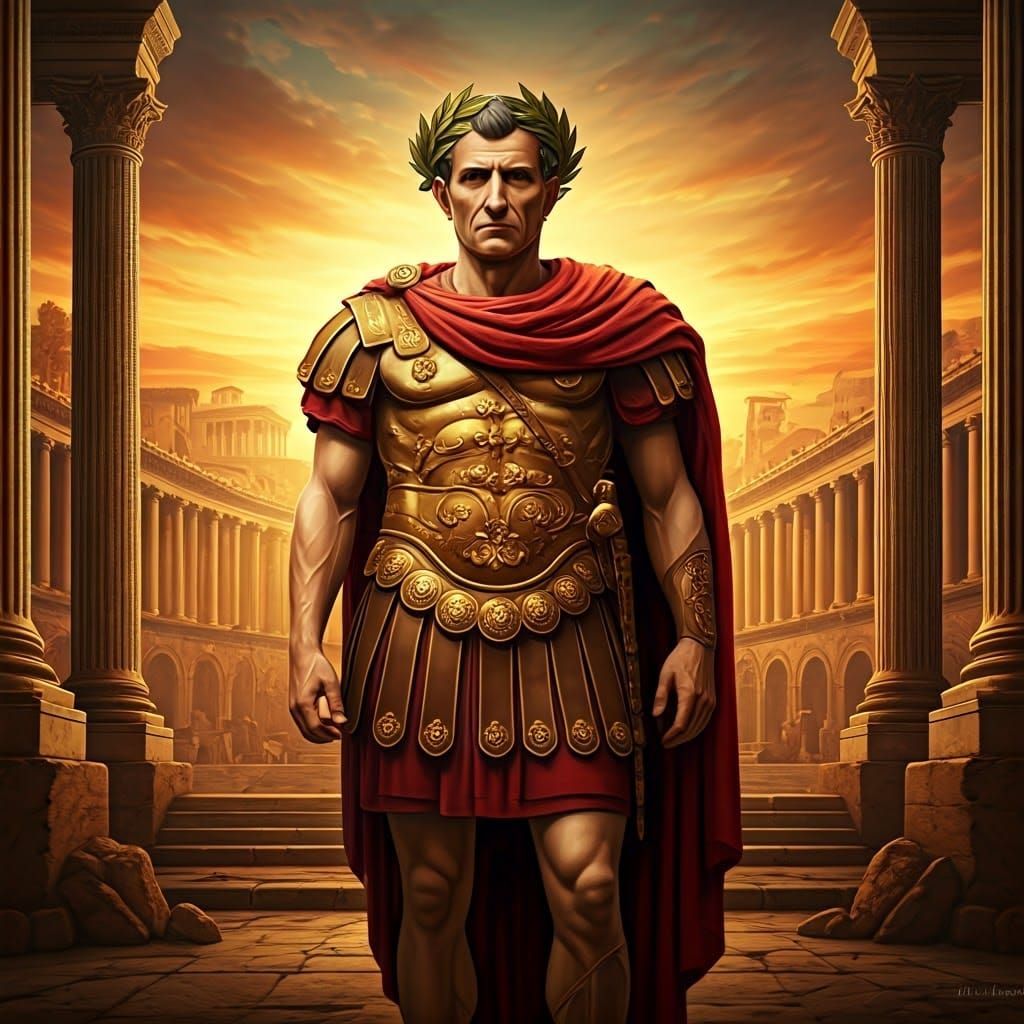 Roman General Caesar Triumphs in Ancient City