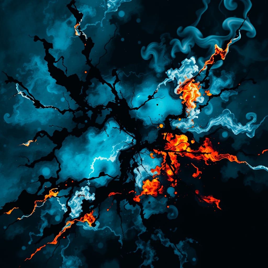 Monochromatic Rorschach Blot: Chernobyl Water Ablaze in Blue...