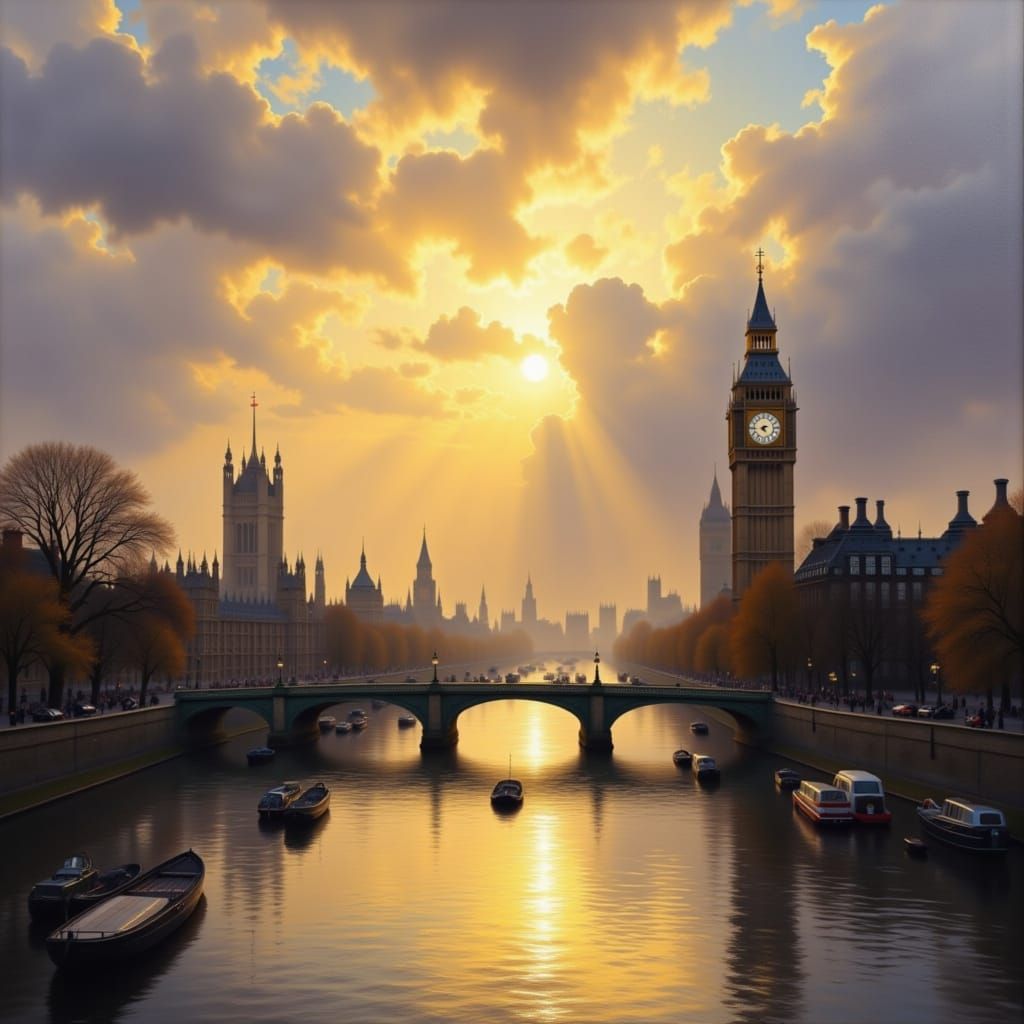 Westminster Sunset: London in the Style of Constable
