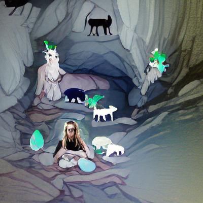 Elven Druid and Animal Companions in Cave