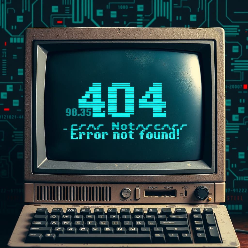 Retro Computer Screen Displays Distressed 8-Bit Error Messag...