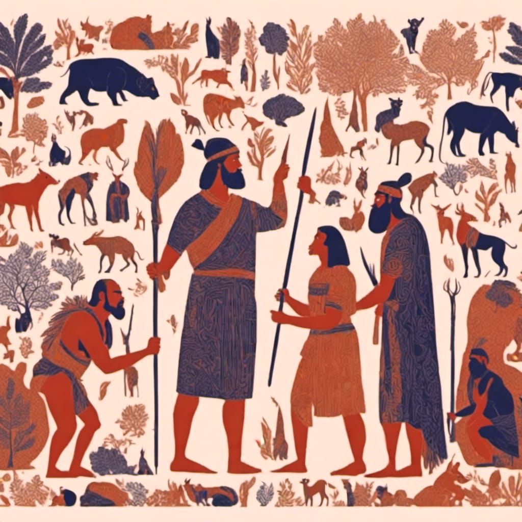 Detailed Stone Age Hunting Story Illustration