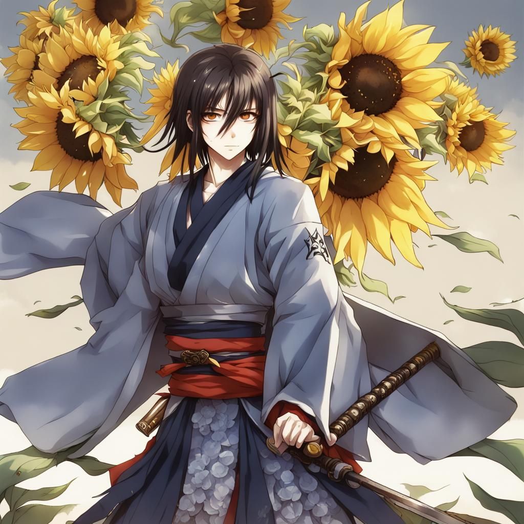 Sunflower Samurai in Anime Style