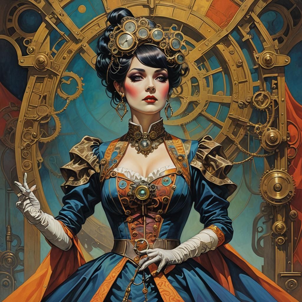 Steampunk Opera Singer in Art Deco Style
