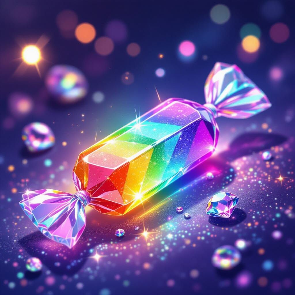 Rainbow Crystal Candy with Glittering Gems