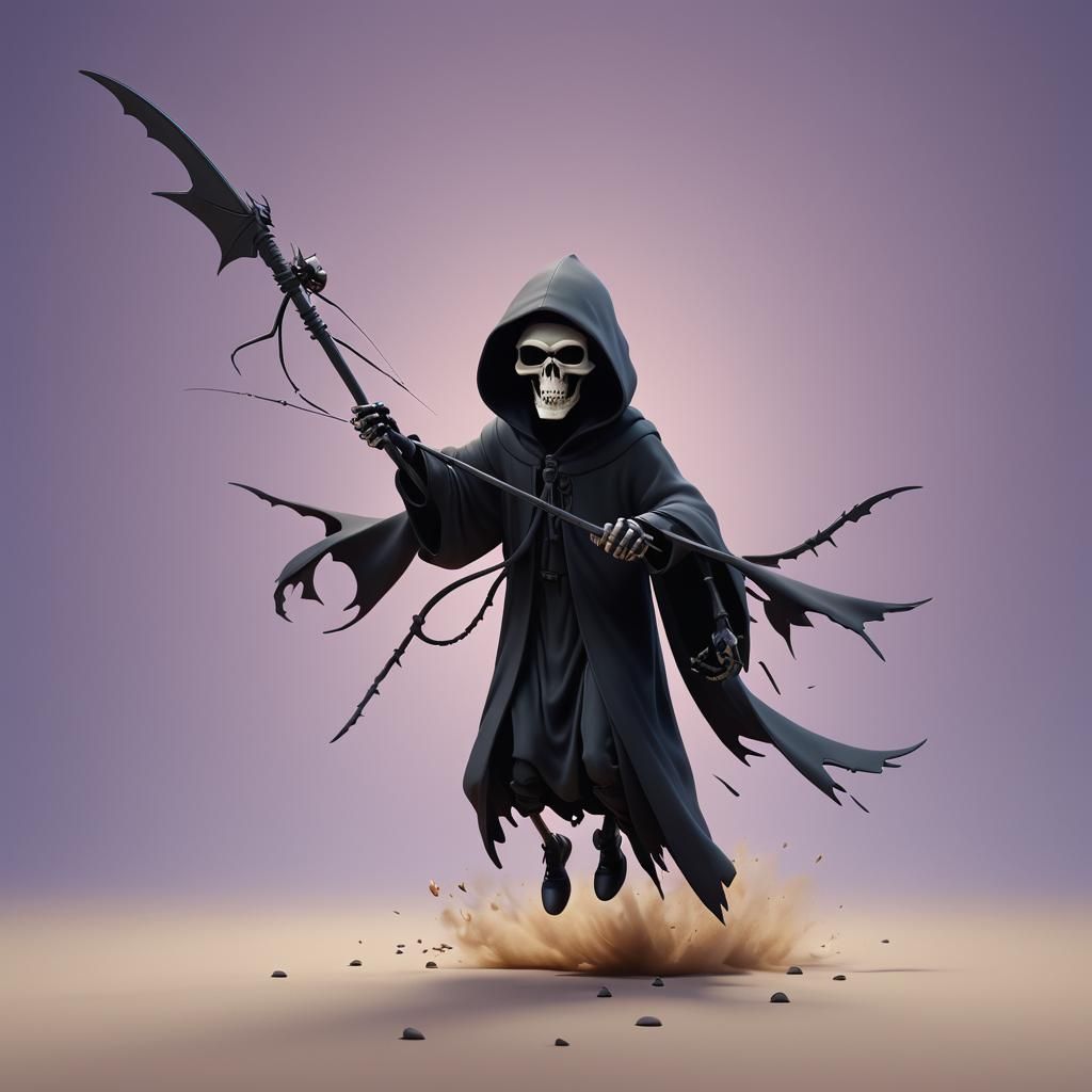 Grim Reaper Transformation into Fly: 3D Digital Art