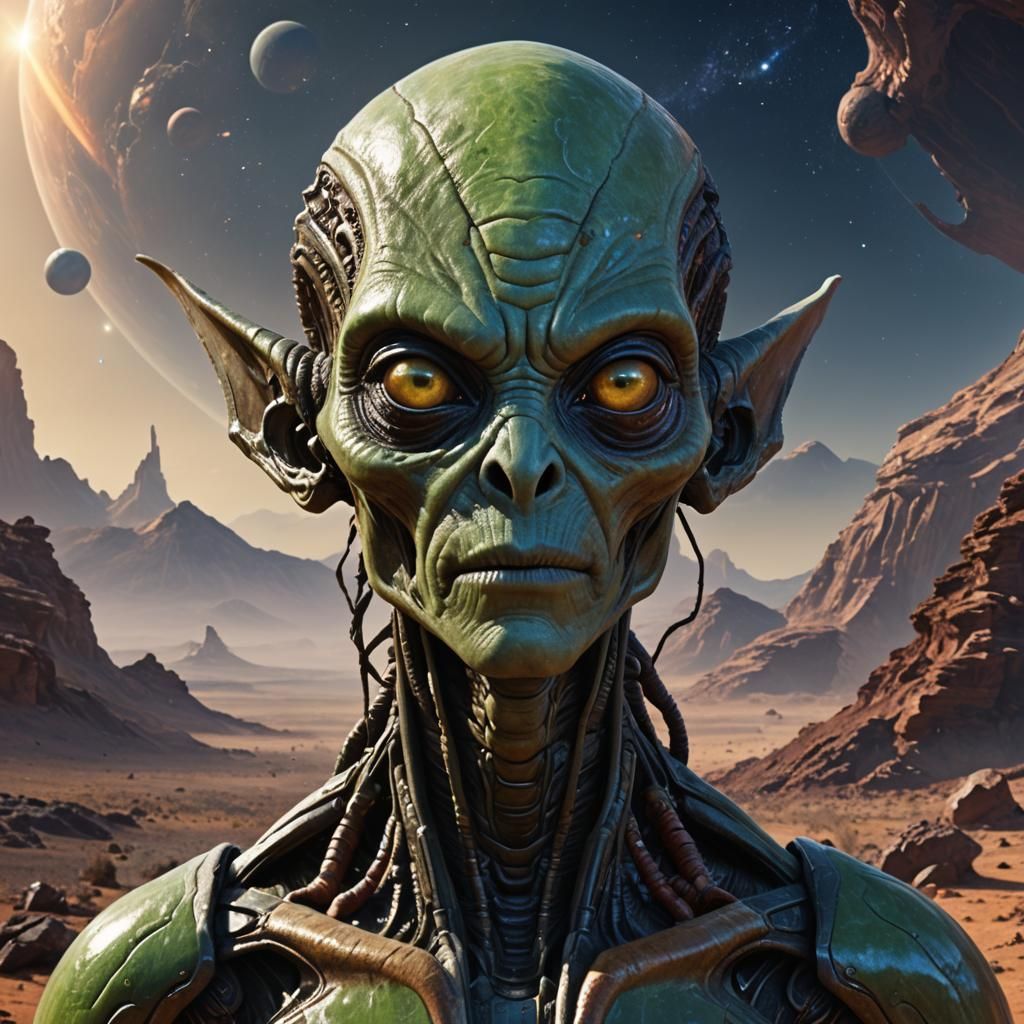 Alien Emissary Portrait in a Sci-Fi Setting