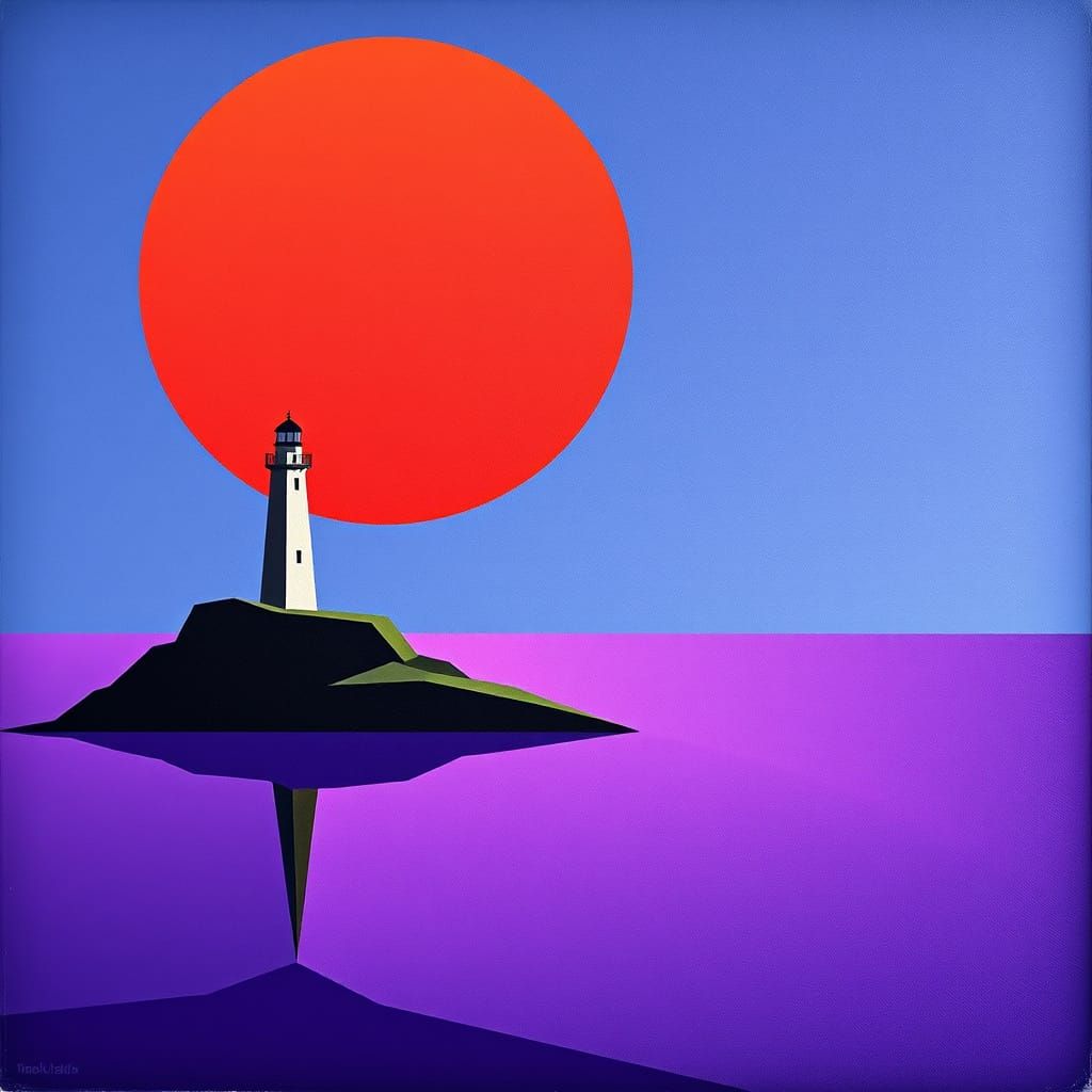 Abstract Hyperrealistic Lighthouse on Distant Planet