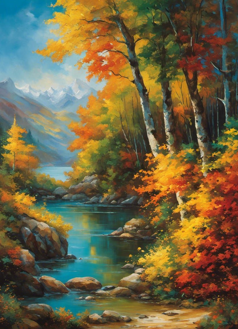 Autumn Landscape in Watercolor Style