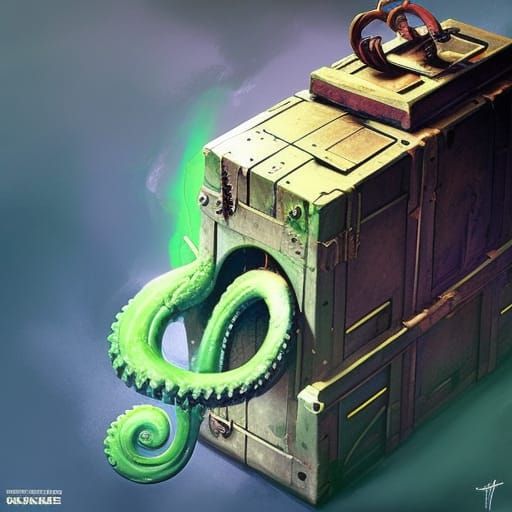 Sinister Tentacle Crate, Digital Concept Art