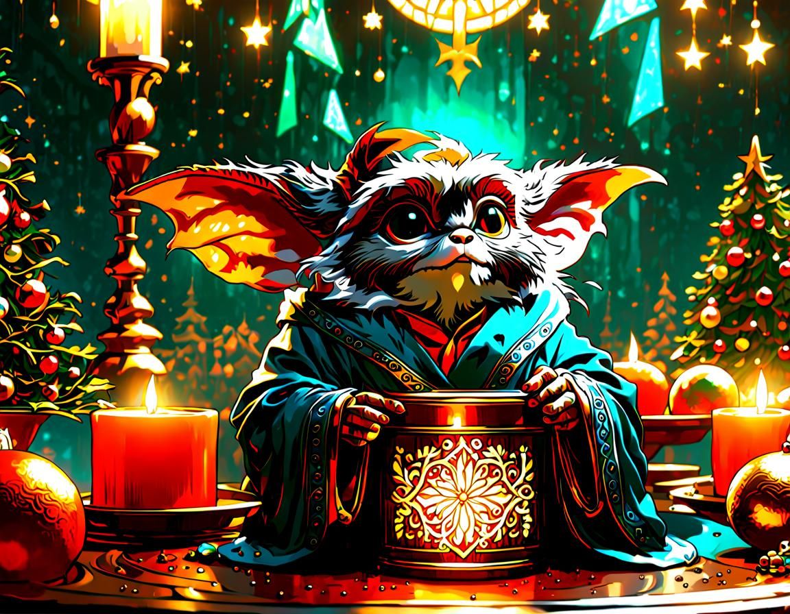 Christmas Carol Gremlins Concept Art in Art Nouveau Style