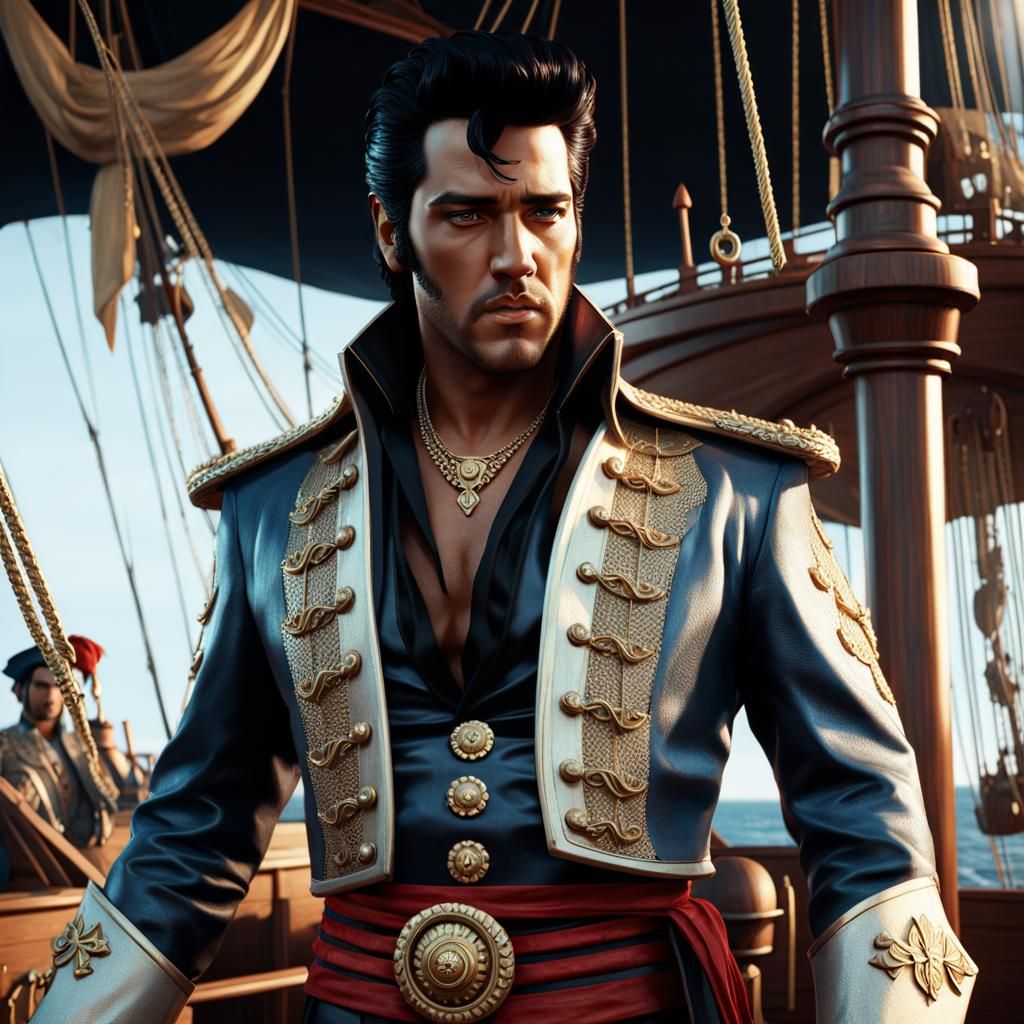 Elvis as Pirate: Photorealistic Cinematic Portrait