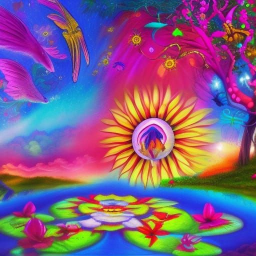 Sun Fairies in Aqua Aura: Digital Anime Art