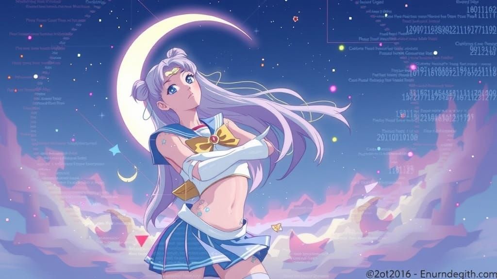 Glitch Art Sailor Moon in Digital Surrealism