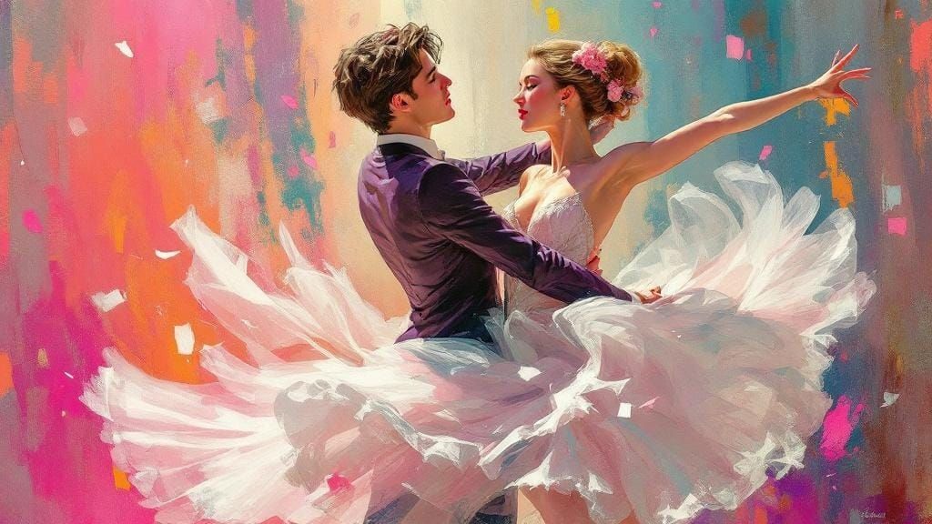 Ballerina and Danseur in Impasto K-Pop Style