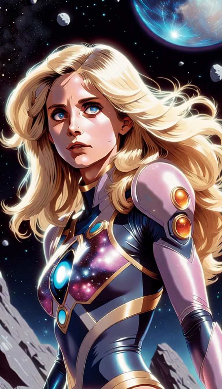 Anime Cosmic Entity in 1980s Movie Illustration