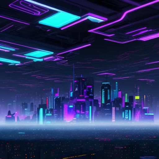 Neon Noir Futuristic Cityscape: Abstract Digital Art