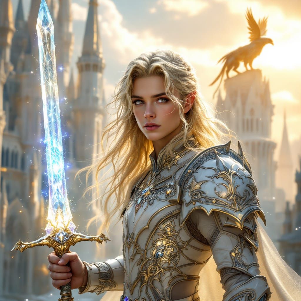 Ethereal High-Elf Warrior with Crystal Sword
