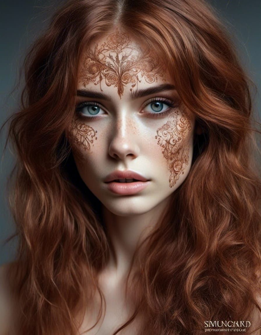 Detailed Portrait of Auburn-Haired Woman in Hyperrealism Sty...