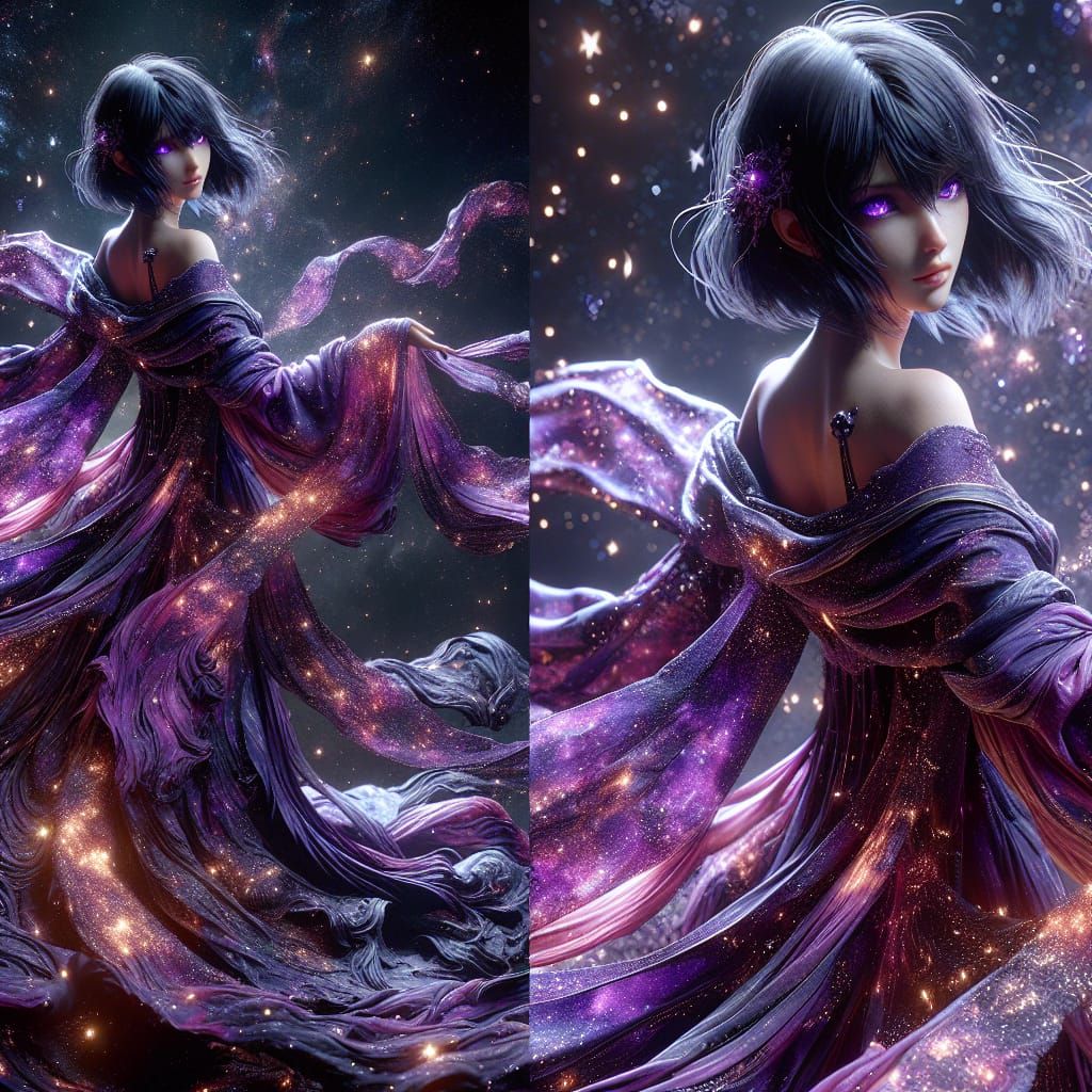 Celestial Sailor in Starry Night, Matte Painting