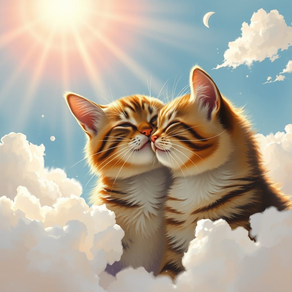 Whimsical Cat Basks in Heavenly Sunshine