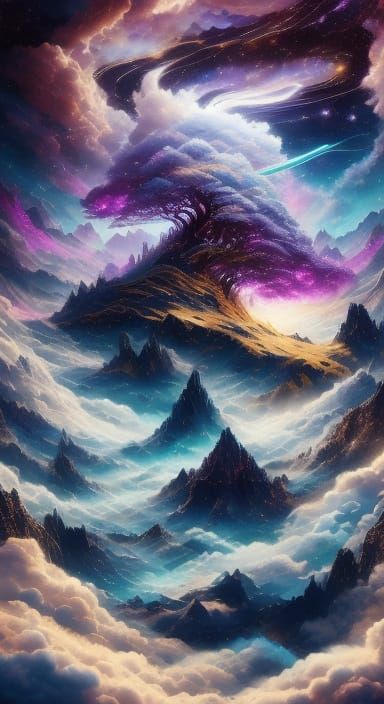 <lora:sparkling heaven:1.0> Celestial composition digital art divine dreamlike dynamic elemental fantasy gold gradients ...